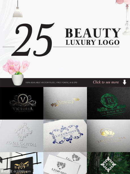 美容奢侈品牌Logo模板合集 Beauty and Luxury Logo Bundle - 源文件