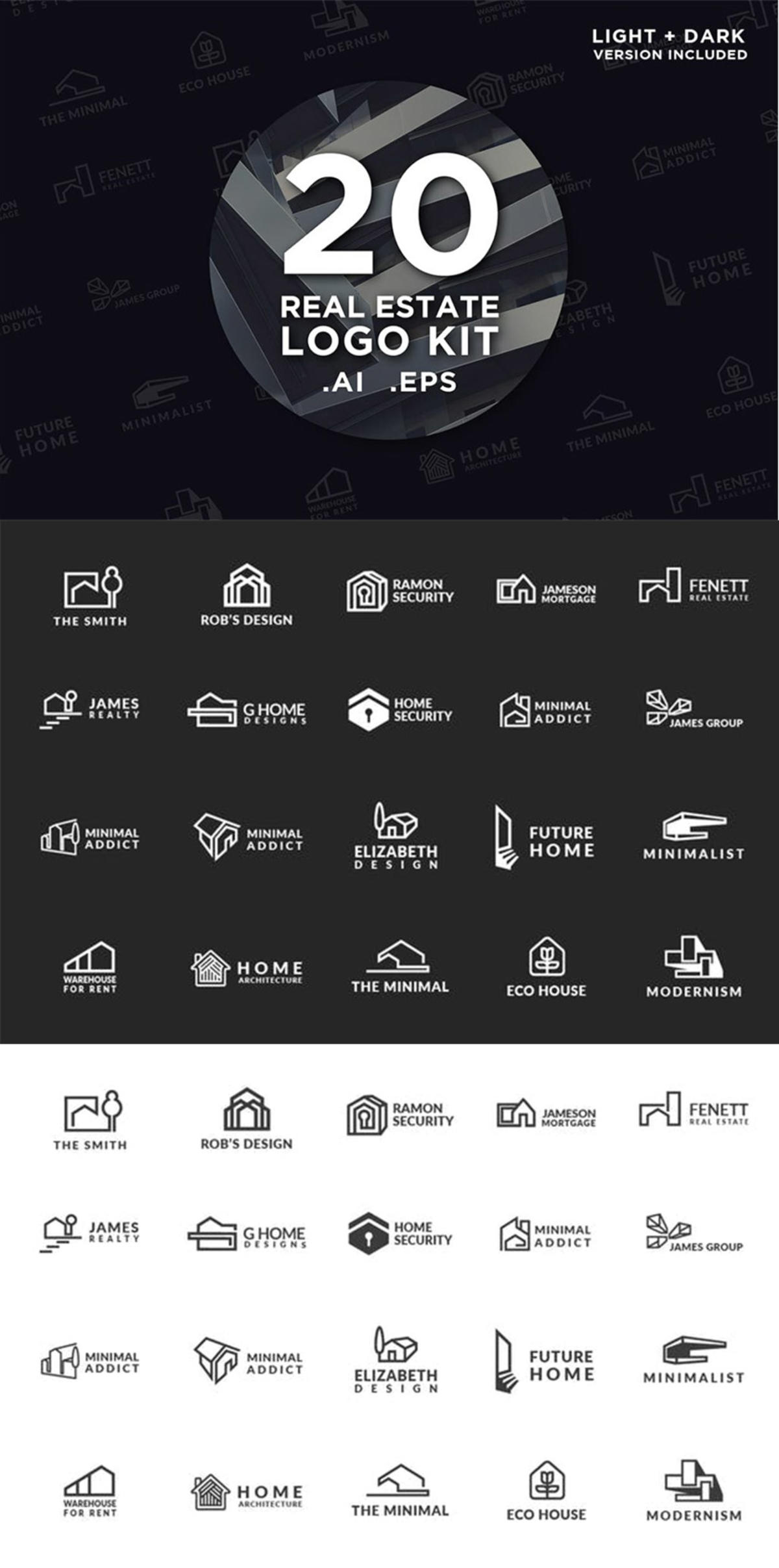 20款房地产销售租赁品牌Logo设计模板 20 Real Estate Logo Kit