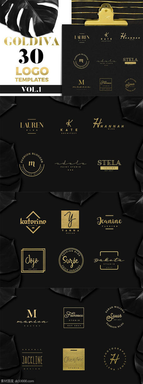 奢侈品牌Logo设计模板合集v1 GOLDIVA Logo Pack Vol.1 - 源文件