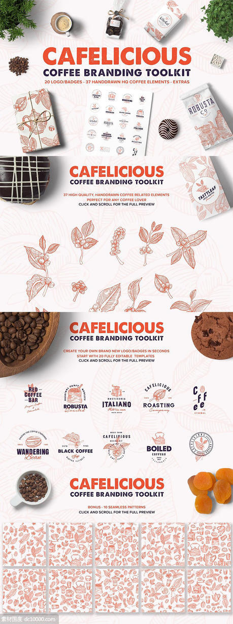 咖啡品牌专业Logo设计模板合集 Cafelicious ndash Coffee Branding Kit - 源文件