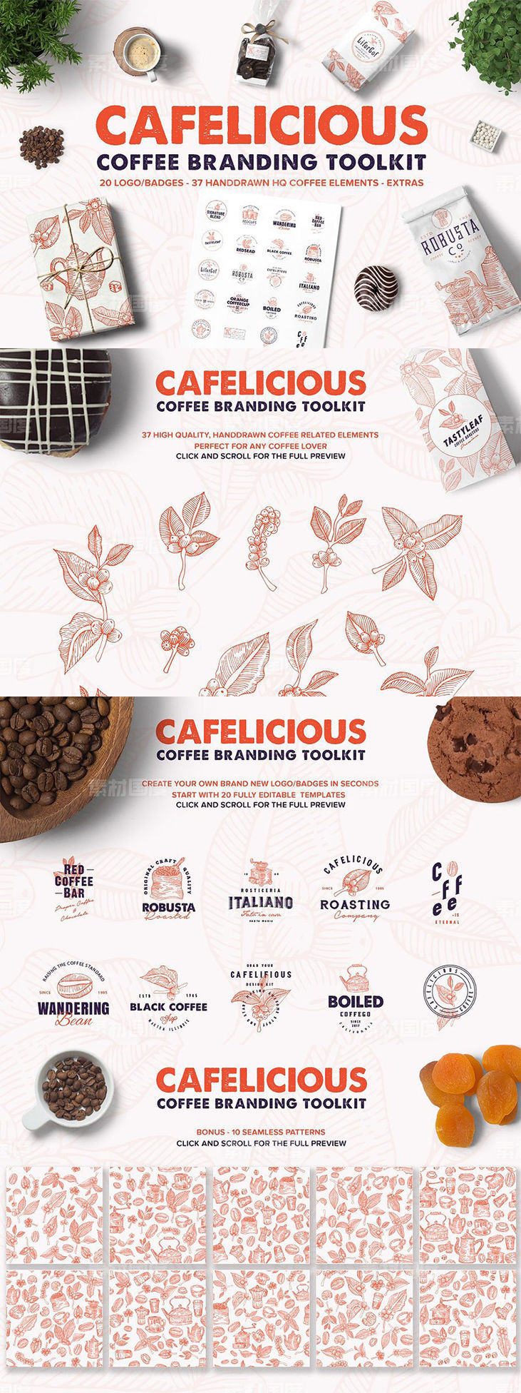 咖啡品牌专业Logo设计模板合集 Cafelicious ndash Coffee Branding Kit