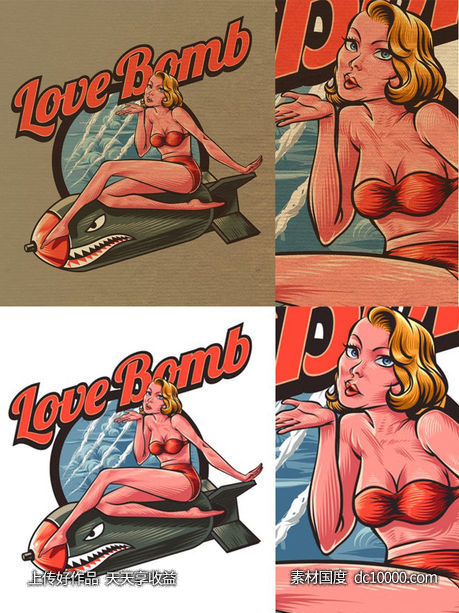 复古经典性感女孩形象Logo设计模板 Retro Vintage Pin Up Girl Logo-源文件-素材国度dc10000.com