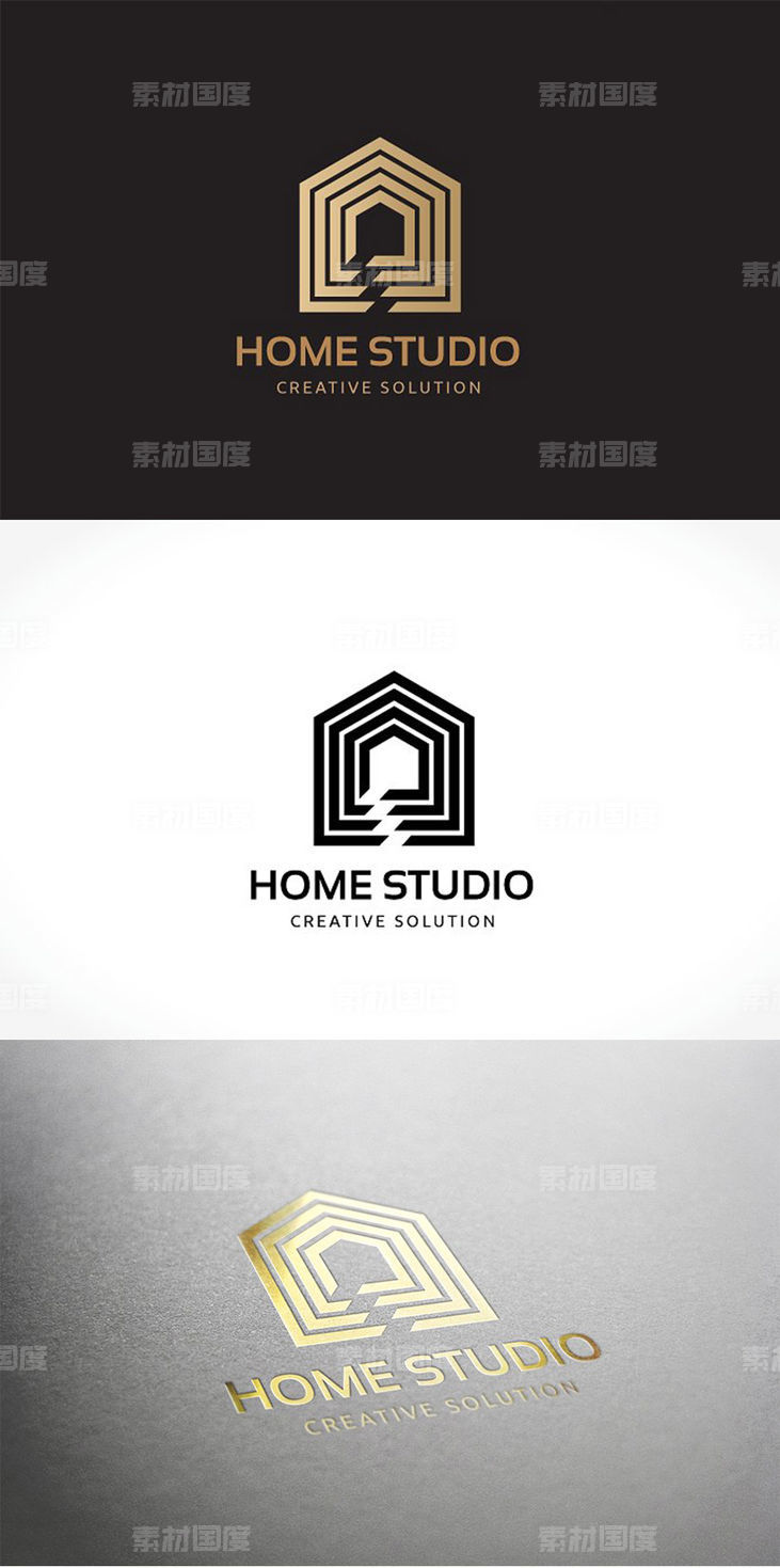 家庭工作室图形Logo设计模板 Home Studios