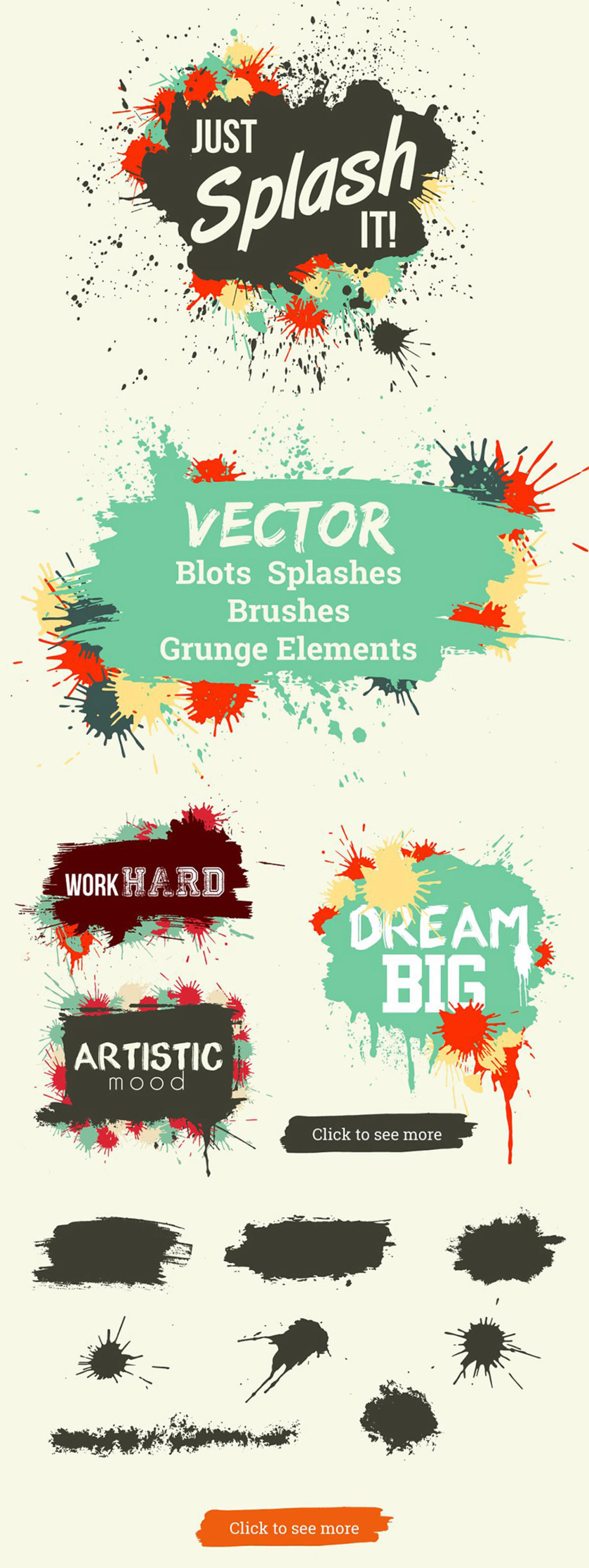 泼墨图案矢量插画素材 Just Splash It! Grunge vector blots