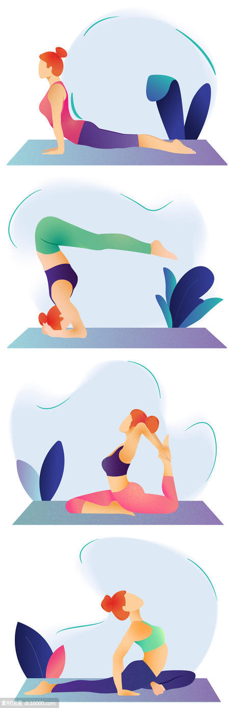 个性的瑜伽运动插画风格下载[Ai] - 源文件