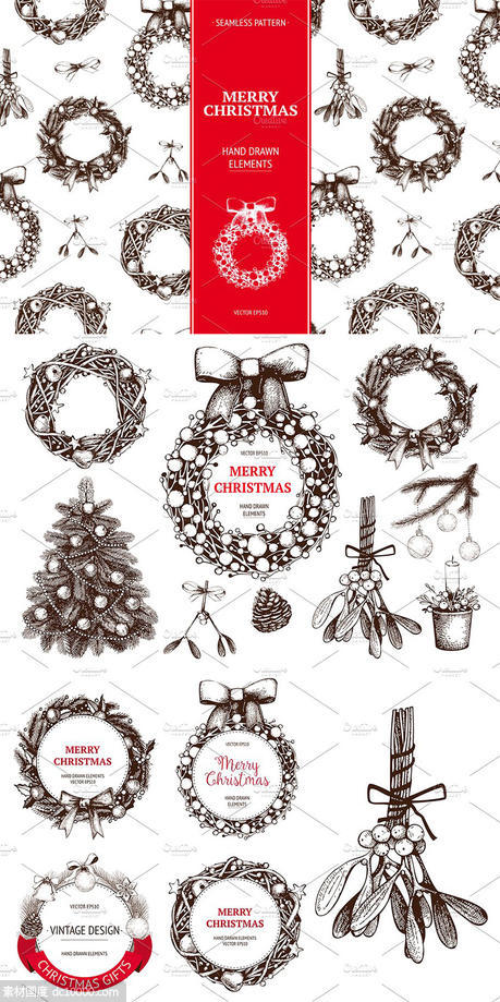 圣诞节装饰元素设计素材 Vector Christmas Design - 源文件