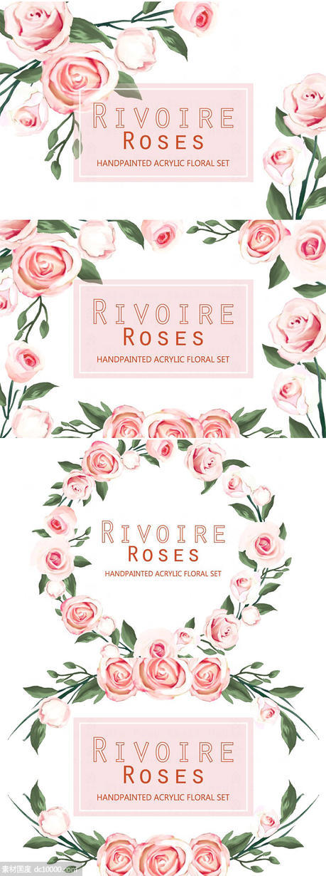 里瓦尔玫瑰亚克力剪贴画艺术 Rivoire Roses- Acrylic Clip Art - 源文件