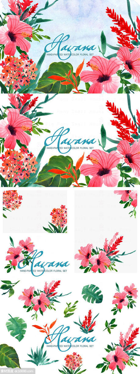 水彩花卉艺术剪贴画 Havana- Watercolor Clip Art - 源文件