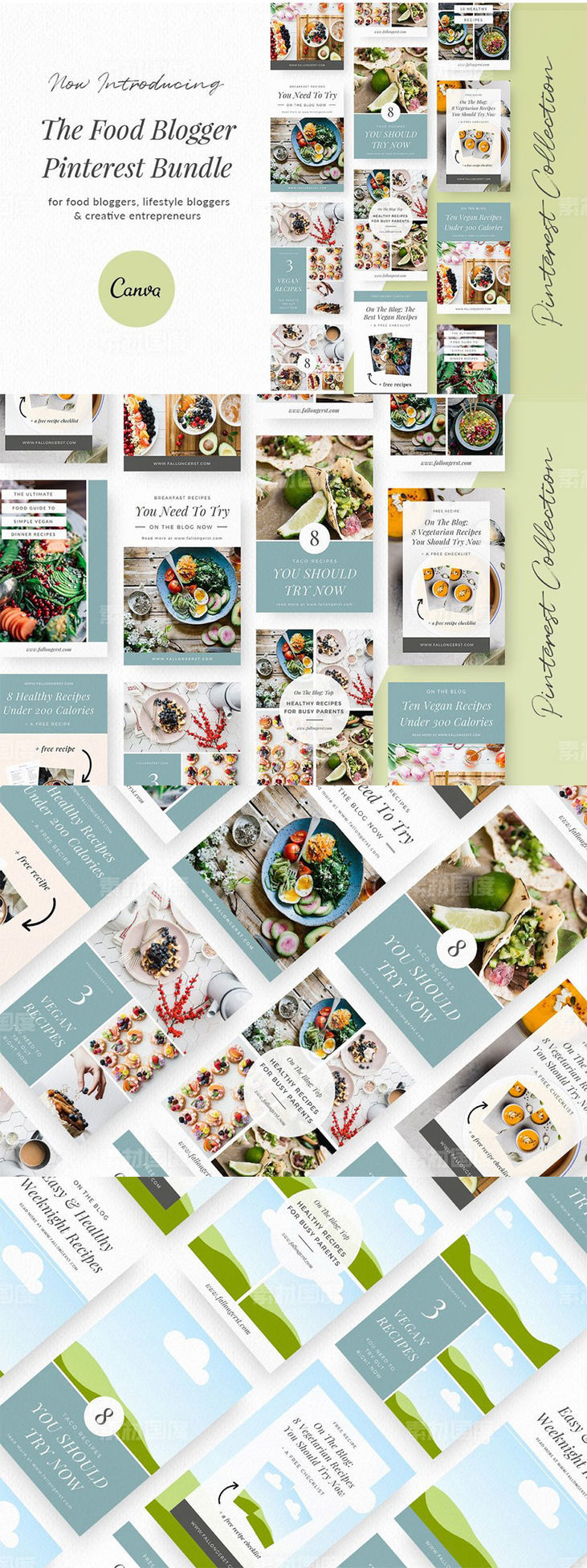 [JPG,PDF]时髦的食物博客Canva模板下载