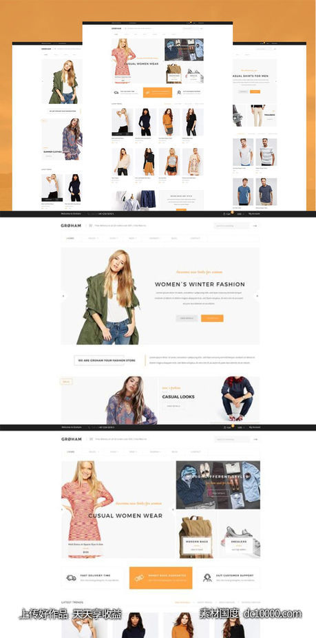 [HTML,PSD,CSS]时尚服饰电商外贸网站HTML模板-源文件-素材国度dc10000.com