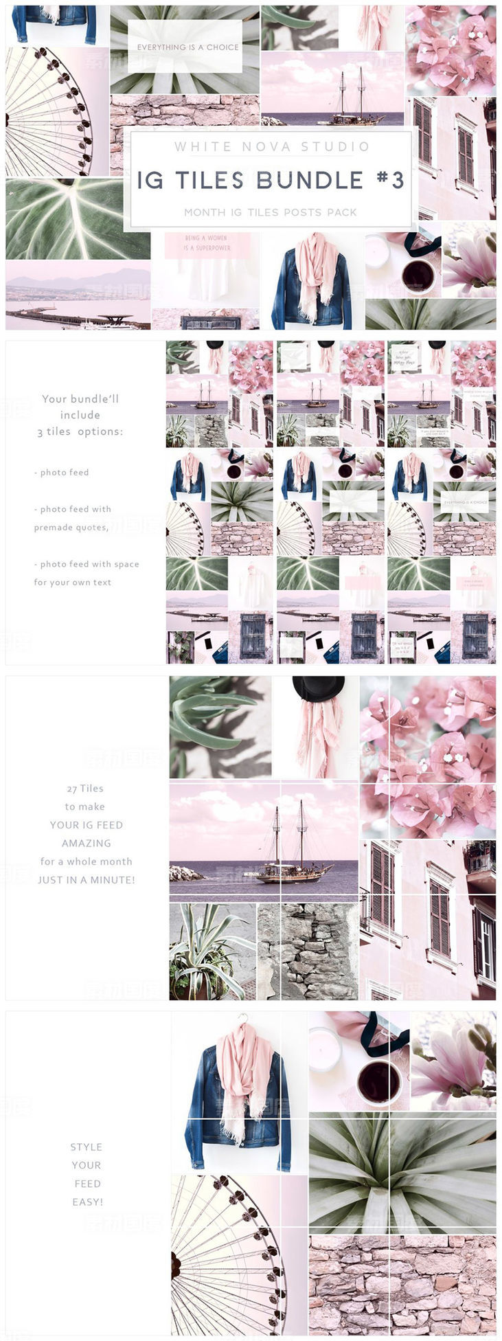 [JPG]Instagram标题贴图设计素材包 Instagram Tiles Bundle 