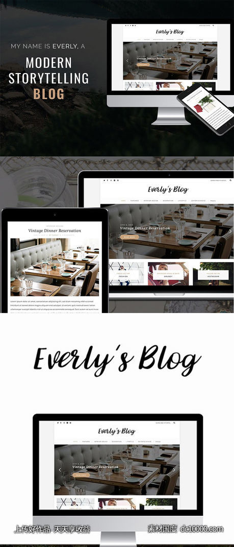 现代风格日志记录WordPress博客主题 Everly ndash WordPress Blog Theme-源文件-素材国度dc10000.com