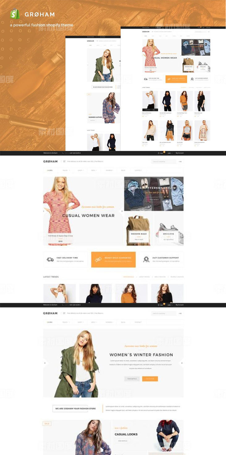 [PSD]时尚服饰电商网站Shopify主题模板