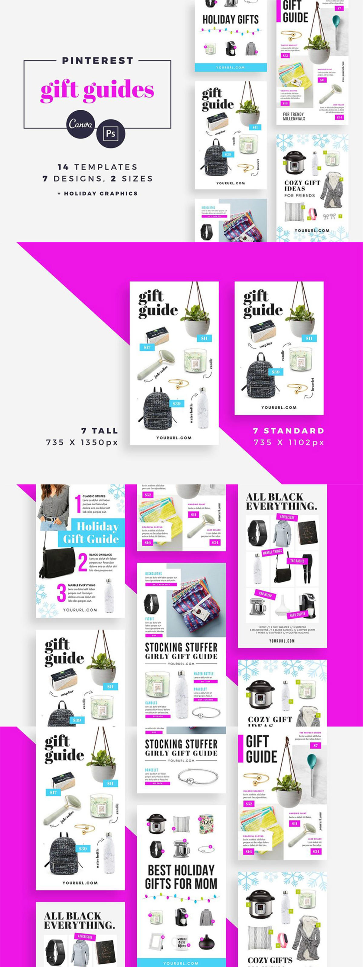 [PSD]礼品指南社交媒体模板 Gift Guide Pinterest Templates