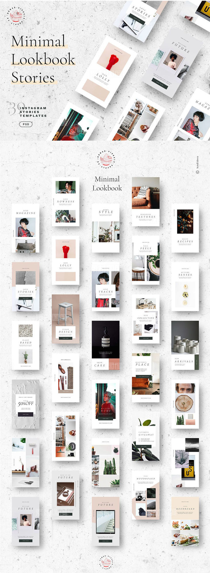 [psd]30个独特时尚的Lookbook社交媒体Instagram故事模板