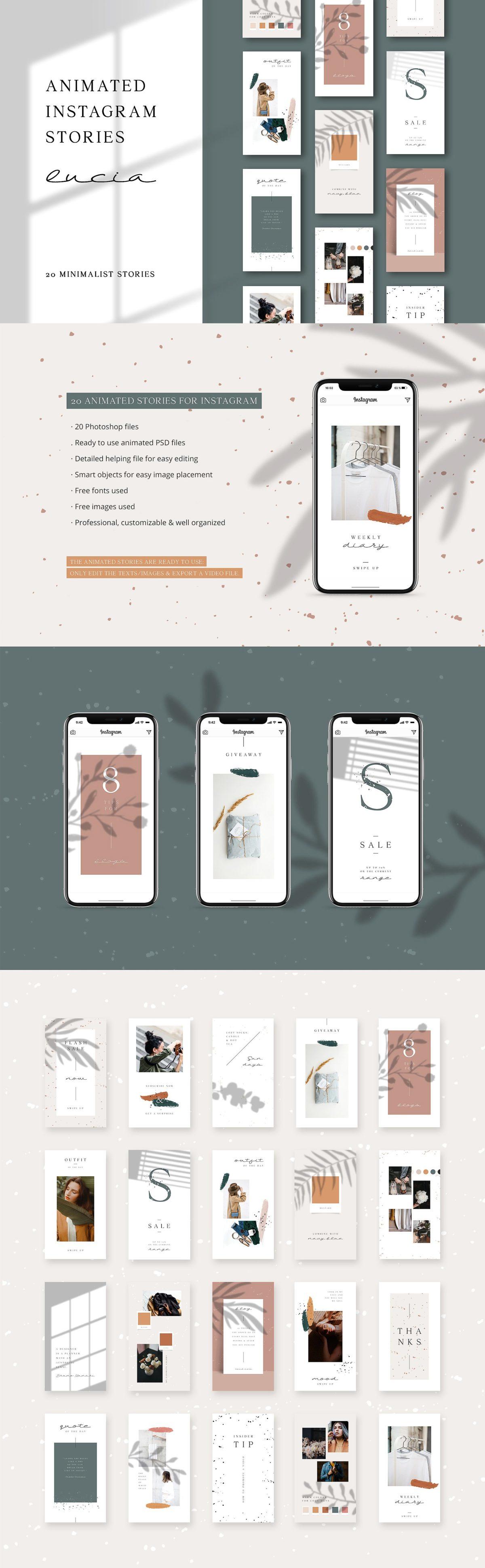 【PSD】时尚极简的Instagram故事动画模板 