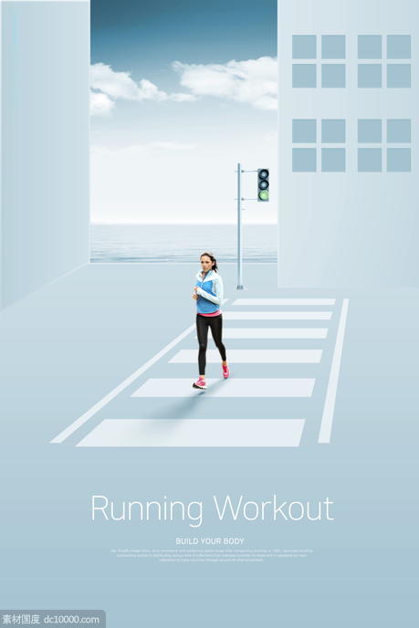 运动健身户外创意设计跑步网球攀岩舞蹈海报 - 源文件