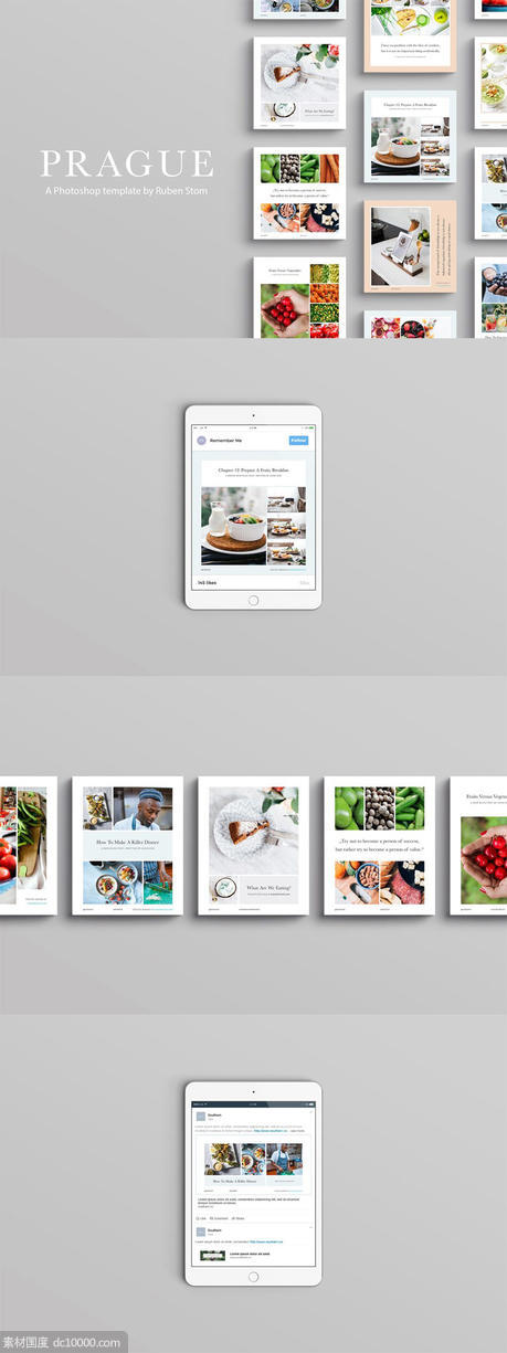 【PSD,PDF】美食主题社交媒体贴图模板 - 源文件