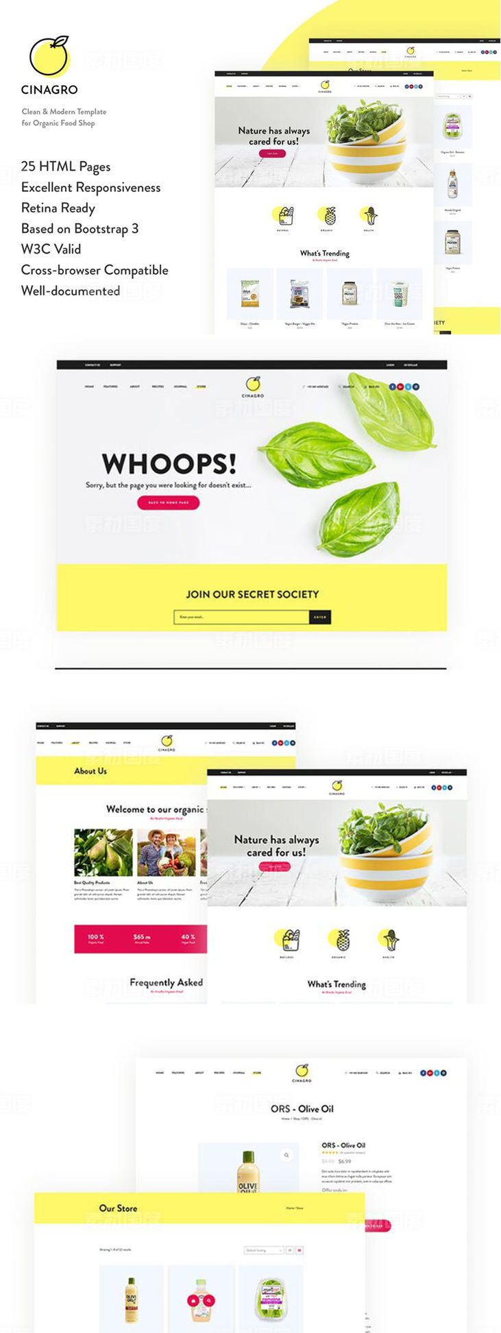 【HTML,CSS】天然有机食物电商网站HTML网站模板