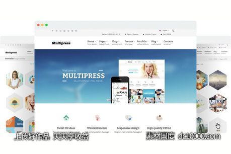 【HTML,CSS,JS】多用途响应式网站设计HTML5模板-源文件-素材国度dc10000.com