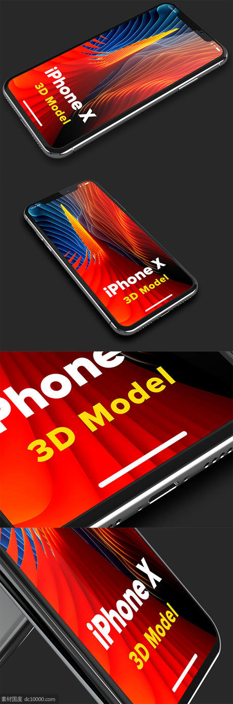 【C4D,fbx,obj】iPhone X 3D C4D素材模型下载 [C4D,fbx,obj] - 源文件