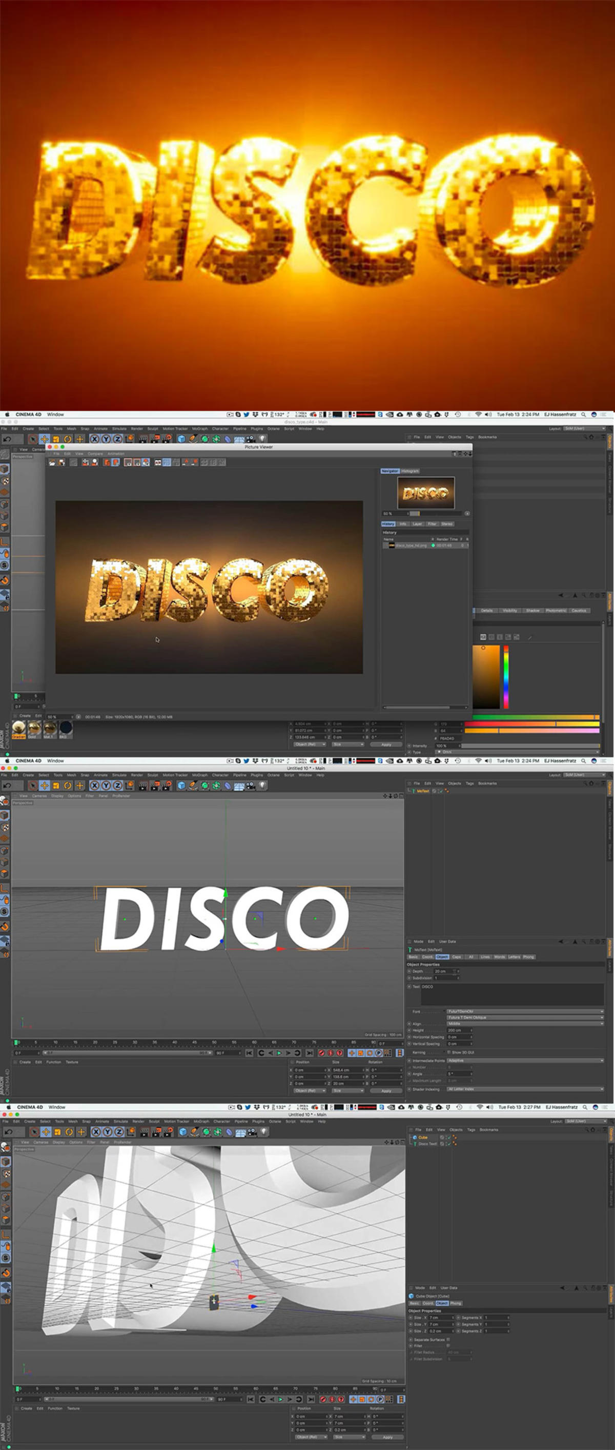 【MP4】C4D 迪斯科球类型制作教程