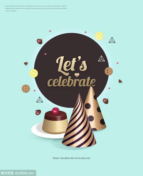 彩色设计创意蛋糕鲜花气球香槟活动促销插画 - 源文件