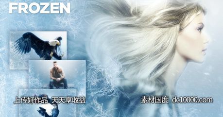 冰霜雪花效果照片处理PS动作【ATN,ABR,TXT】-源文件-素材国度dc10000.com