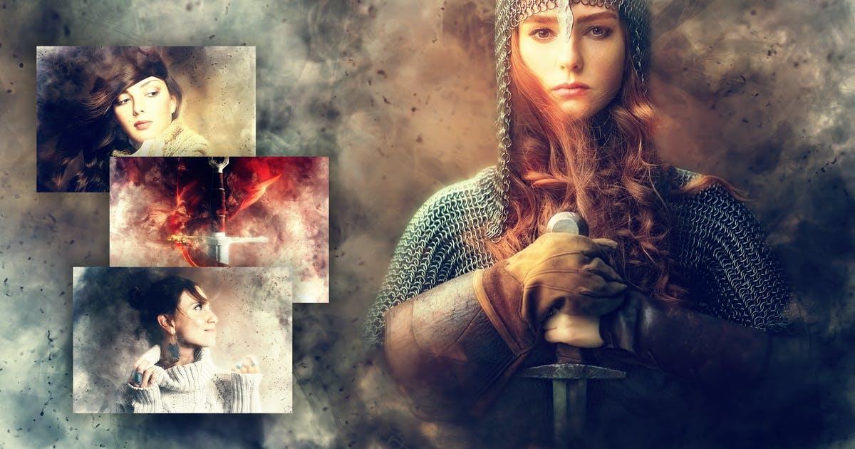 战争烟雾效果照片处理PS动作【ABR,ATN,TXT】