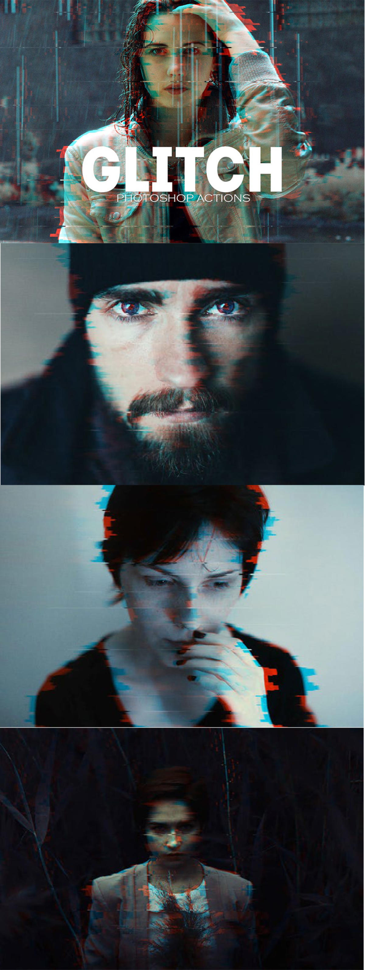 毛刺信号故障照片后期特效PS动作【PAT,PSD】