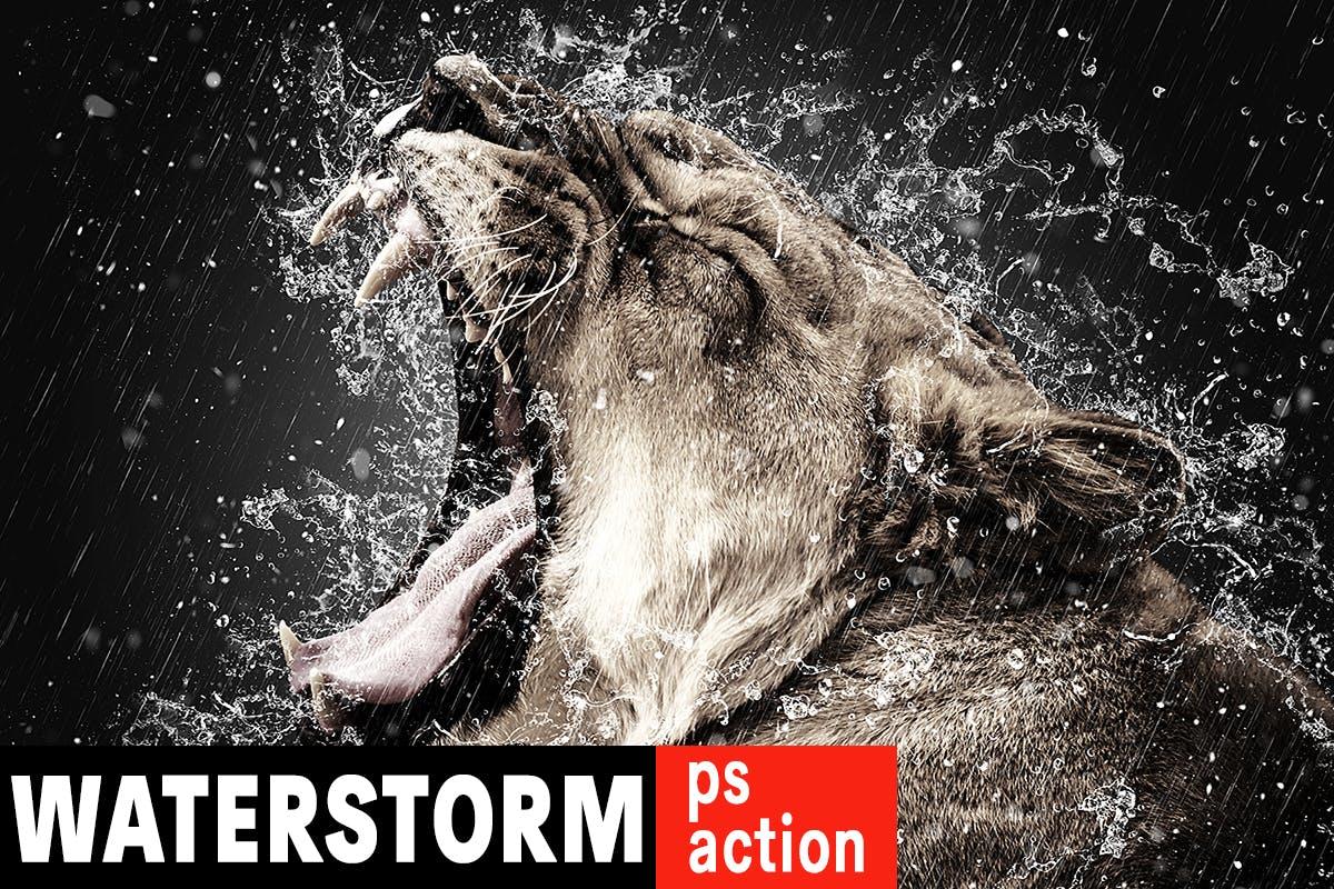 暴雨水滴飞溅效果照片特效处理PS动作【ATN,ABR】