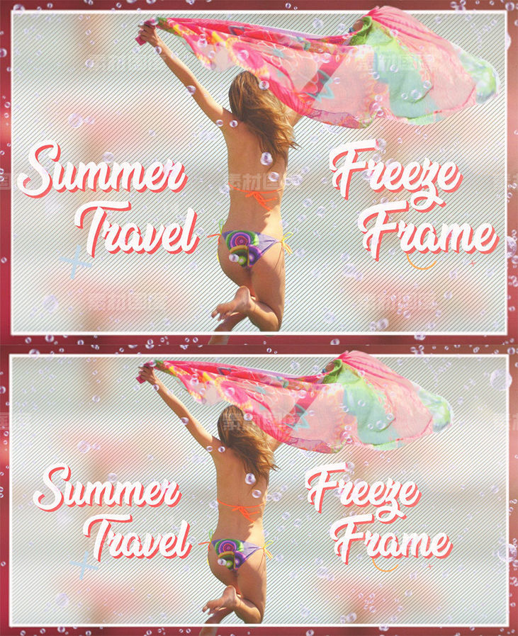 夏日旅行摄影后期处理相框素材PSD模板 Summer Travel Freeze Frame