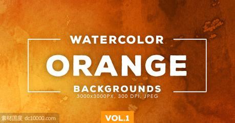 橙色水彩涂料纹理背景设计素材v1【jpg】 - 源文件