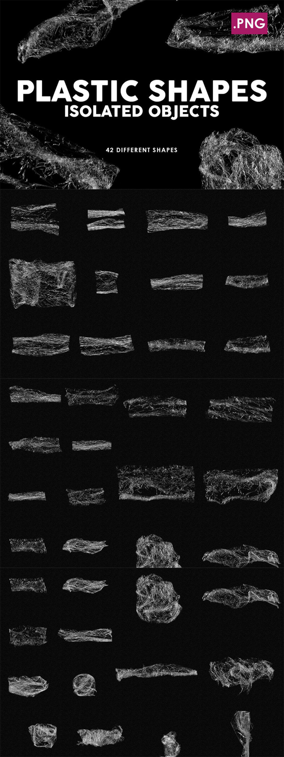 42款高清透明塑料形状图案PNG素材