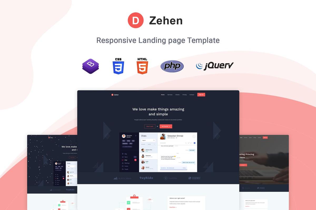 Bootstrap框架创意互联网产品着陆页HTML模板【HTML,CSS,SASS,JS】