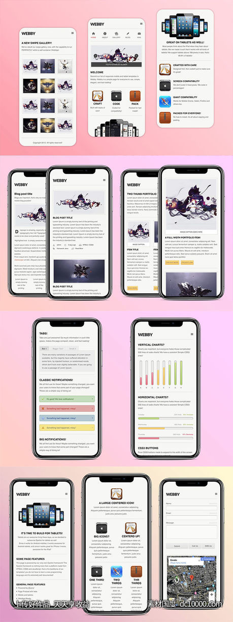 简单创意移动手机网站H5网站模板【HTML,CSS,JS】-源文件-素材国度dc10000.com
