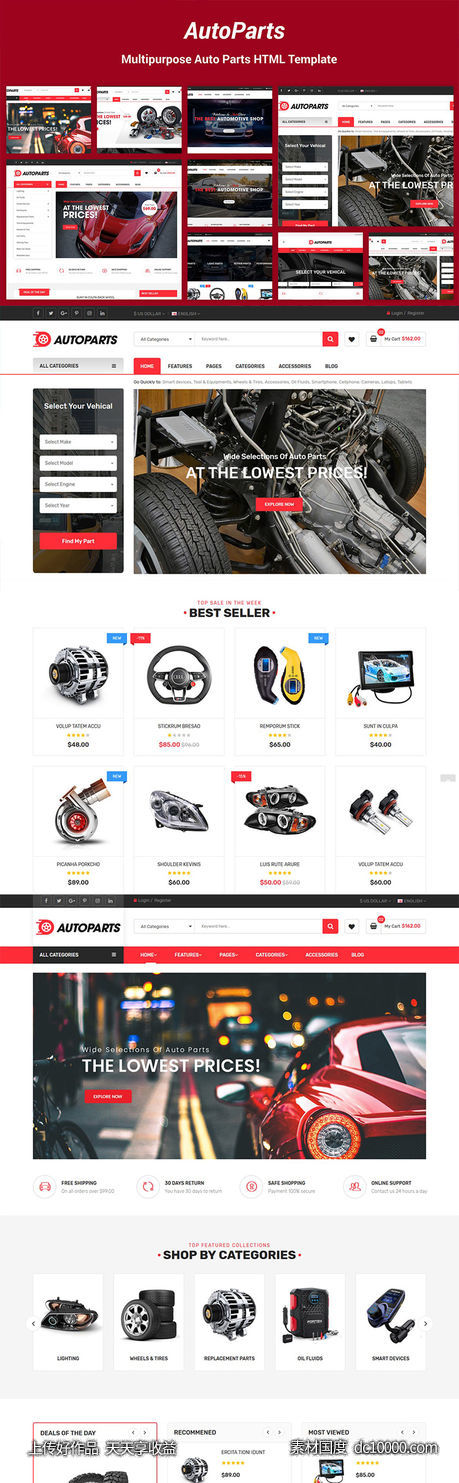 汽车配件网上商城HTML模板【HTML,CSS,SASS,JS】-源文件-素材国度dc10000.com