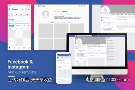 Facebook  Instagram品牌主页排版设计效果图样机【PSD,JPG】 - 源文件