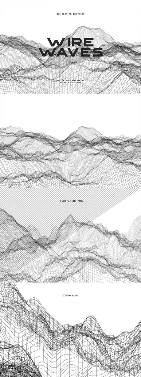 抽象山脉3D渲染波纹高清背景图素材【JPG,PNG】 - 源文件