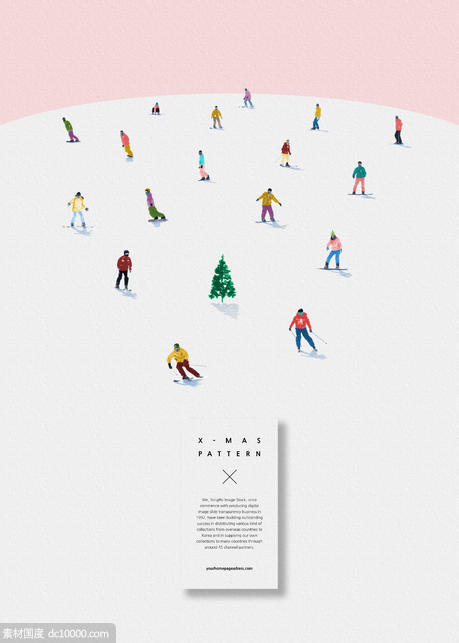 冬季滑雪圣诞元素图案素材[PSD] - 源文件