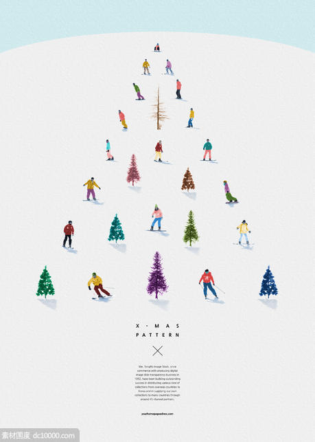 创意冬季滑雪圣诞树元素圣诞图案psd素材【psd】 - 源文件