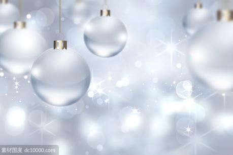 银色圣诞节装饰球高清背景图素材【JPG】 - 源文件
