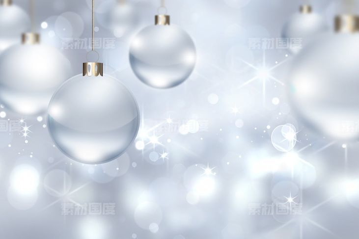 银色圣诞节装饰球高清背景图素材【JPG】