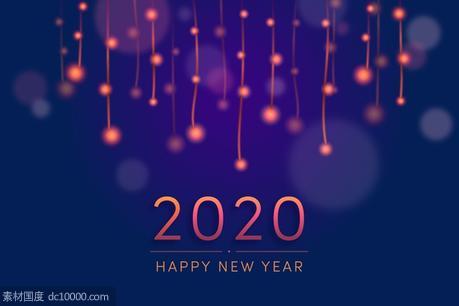 模糊2020新年烟火背景元素【jpg,eps】 - 源文件
