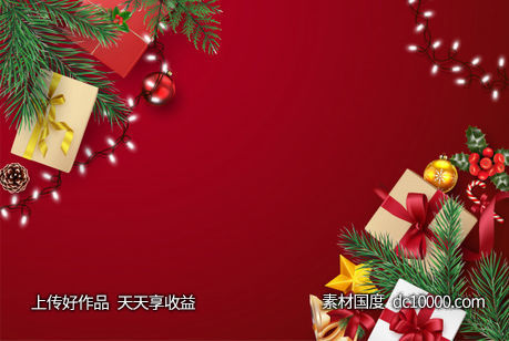 圣诞装饰元素背景【jpg，eps】-源文件-素材国度dc10000.com