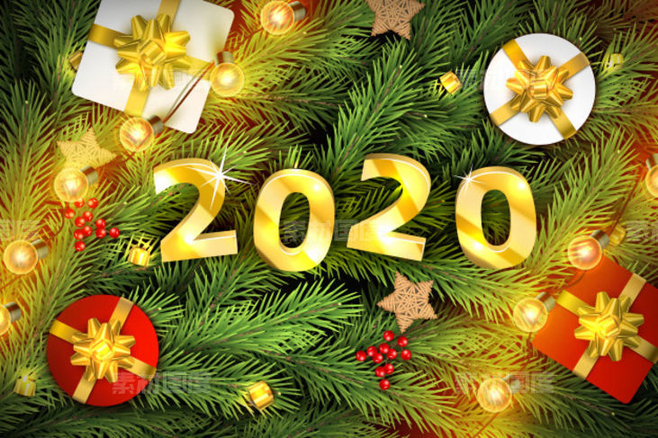 精致2020圣诞新年广告元素【eps，jpg】