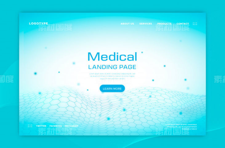 医疗着陆页科技背景 Medical landing page Vector【eps，jpg】