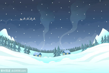 圣诞节乡村插画【eps，jpg】 - 源文件