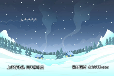圣诞节乡村插画【eps，jpg】-源文件-素材国度dc10000.com