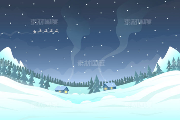 圣诞节乡村插画【eps，jpg】